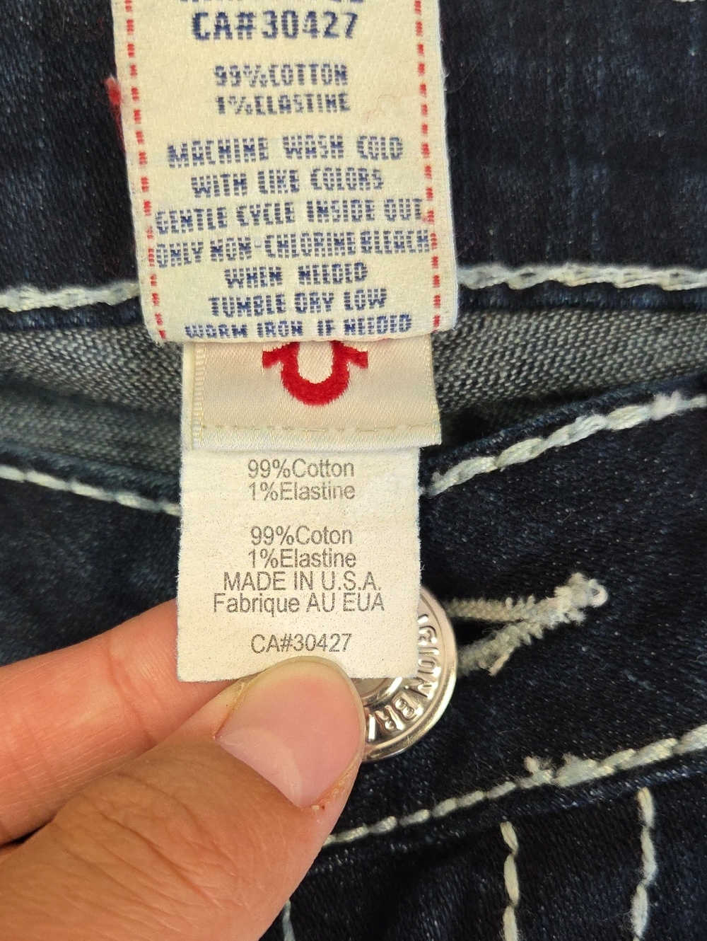 VTG True Religion Twisted Curved Seam Flare Jeans - Size 32 - Picture 9 of 13